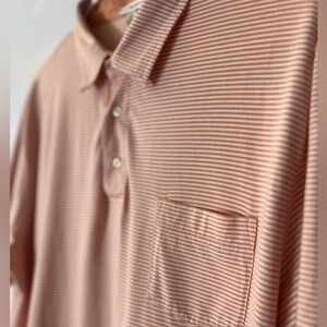 Peter Millar orange and white striped polo